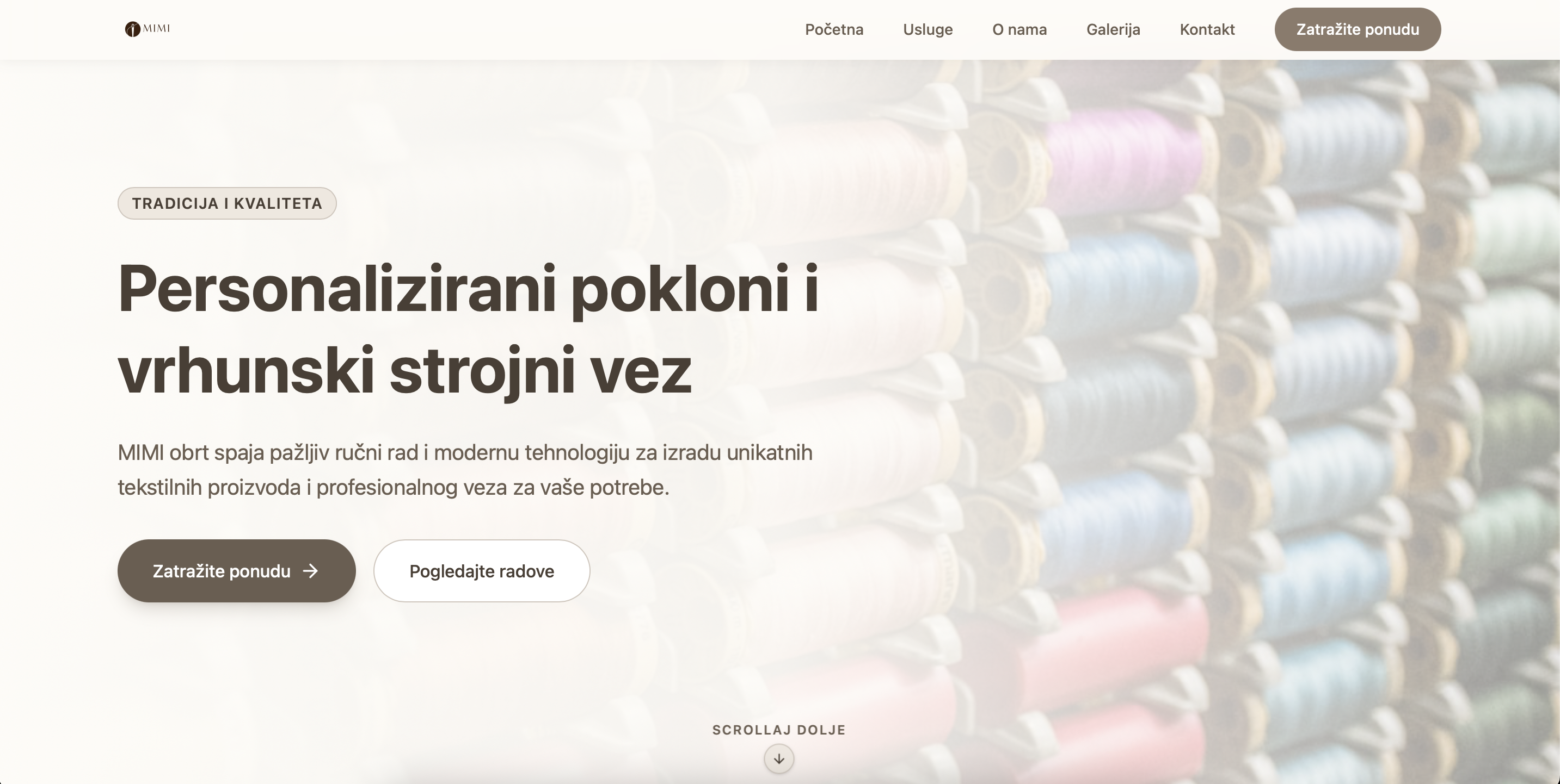 Nova Mimi početna stranica s responzivnim web dizajnom